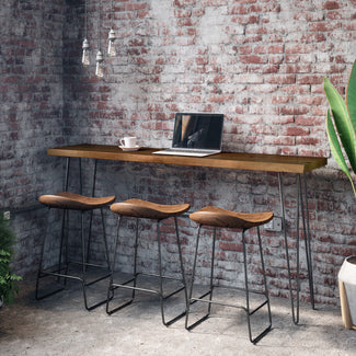 Nature's Edge Light Chestnut Sofa Counter Table and Stools 2